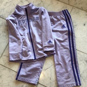 Adidas purple track suit, size 3T
